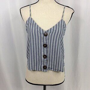 Garage Cami Crop Tank Top Womens Size Medium Striped Button Down Skater Beach